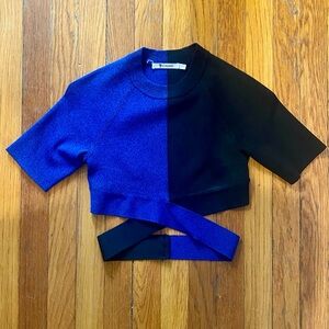 T by Alexander Wang Blue and Black Crop Top